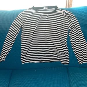 Womens large black and white striped basic top